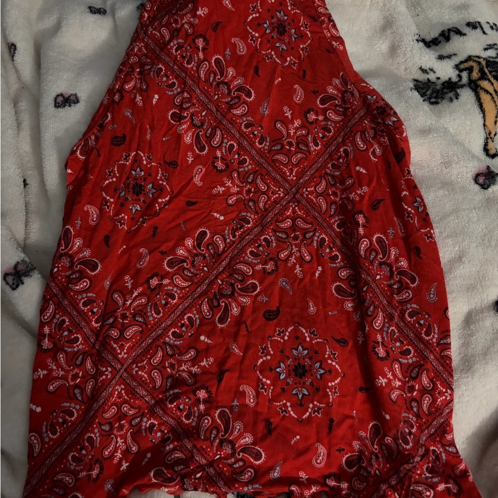 Red Paisley Bandana Print top